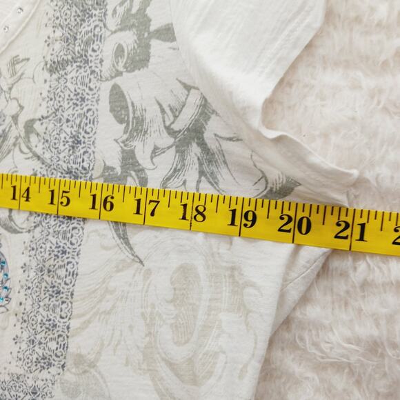 T-Shirt Size XL Aqua Blue Stud Rhinestone Boho Soft Glam Vacation Resort Whimsy - Picture 8 of 12